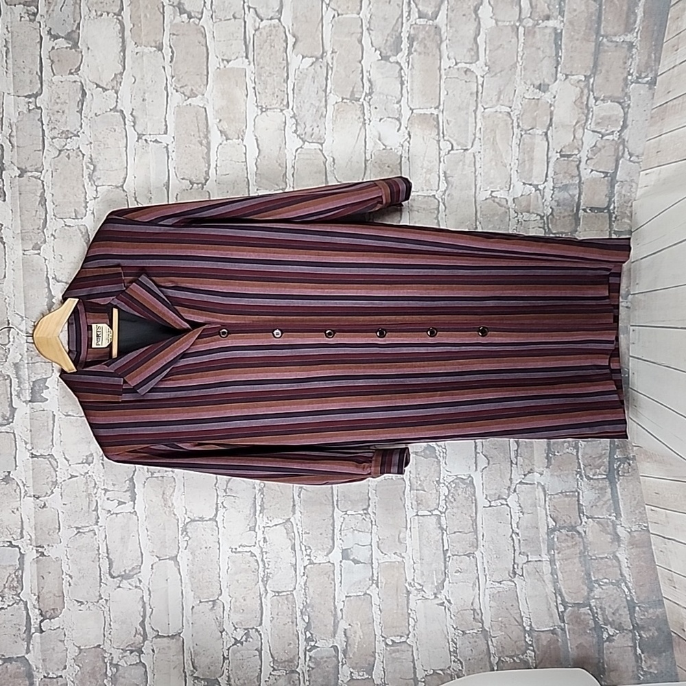 Vintage Ports International Button Front Wool Duster Multicolor Striped Size Med